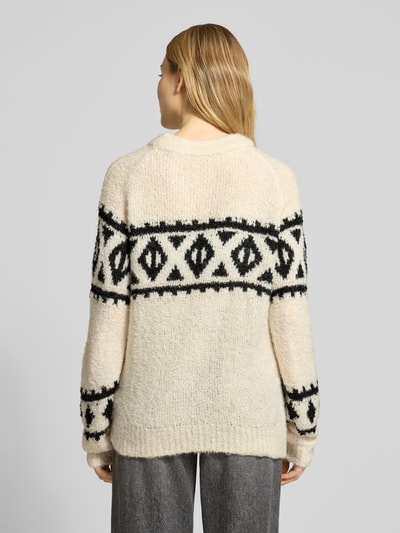 ICHI Gebreide pullover met ribboorden, model 'CARANI' Offwhite - 5