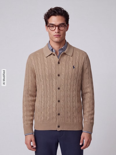 Polo Ralph Lauren Regular Fit Strickjacke aus reiner Baumwolle Beige 4
