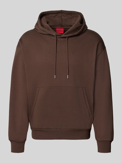 Produktfoto, Oversized Sweatshirt aus reiner Baumwolle Modell 'Devrohood' von HUGO in Braun mit Kapuze, Kängurutasche und glatter Textur, Herren Sweatshirt von HUGO