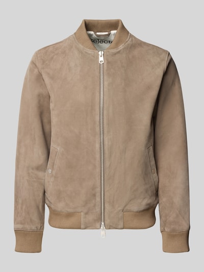 Produktfoto, Regular Fit Wildlederjacke aus reinem Ziergenleder Modell 'ARCHIVE' von SELECTED HOMME, unifarben, College-Kragen, Veloursleder-Optik