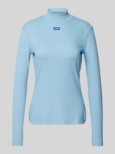 Hugo Blue Longsleeve mit geripptem Stehkragen Rauchblau 1