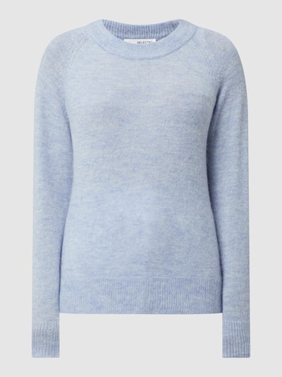 Selected Femme Pullover mit Alpaka-Anteil Modell 'Flulu' Hellblau Melange 2