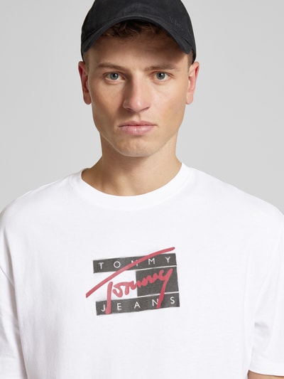 Tommy Jeans T-Shirt mit Label-Print Weiss 3