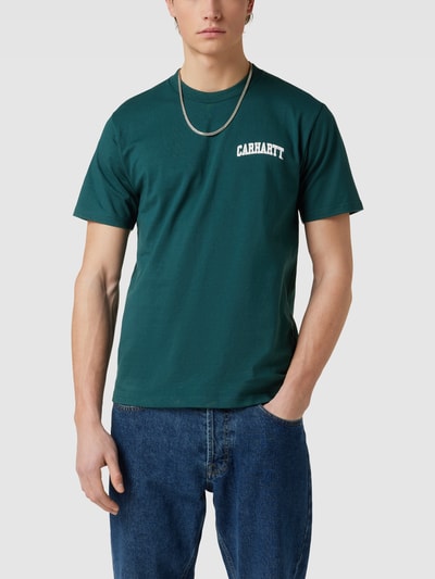 Carhartt Work In Progress T-Shirt mit Label-Print Modell 'UNIVERSITY SCRIPT' Petrol 4