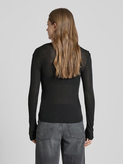 Stefanel Longsleeve in semitransparentem Design Black 5