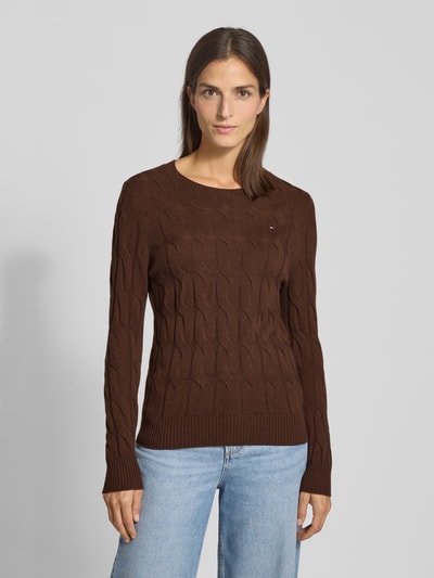 Tommy Hilfiger Regular Fit Strickpullover aus reiner Wolle Mittelbraun 4