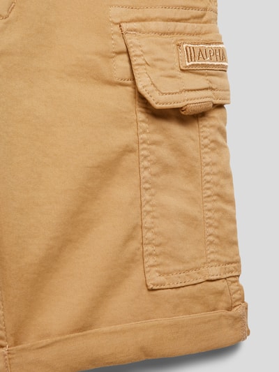 Alpha Industries Korte cargobroek met labeldetail, model 'CREW' Zand - 2