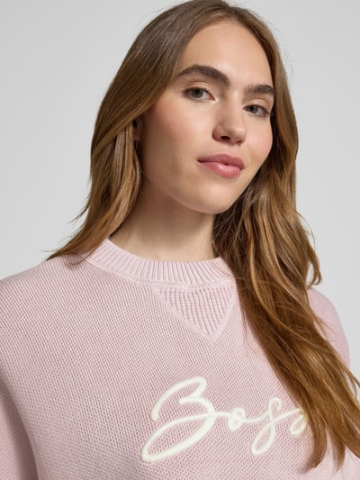 BOSS Orange Relaxed Fit Strickpullover aus reiner Baumwolle Modell 'FINEVRA' Rosa 3