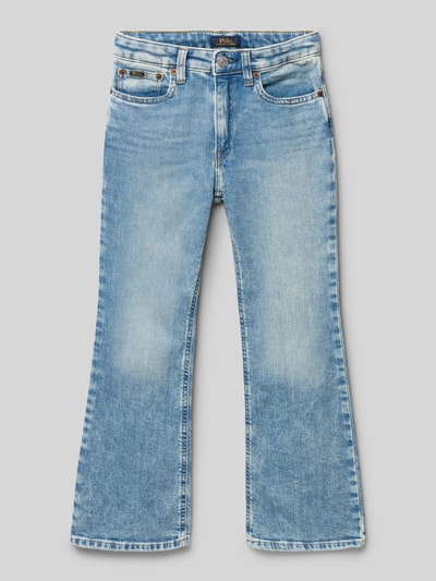 Produktfoto, Bootcut Jeans aus Baumwoll-Mix von Polo Ralph Lauren Teens mit Denim-Optik, Label-Patch, Nieten und 5-Pocket-Design, hellblau
