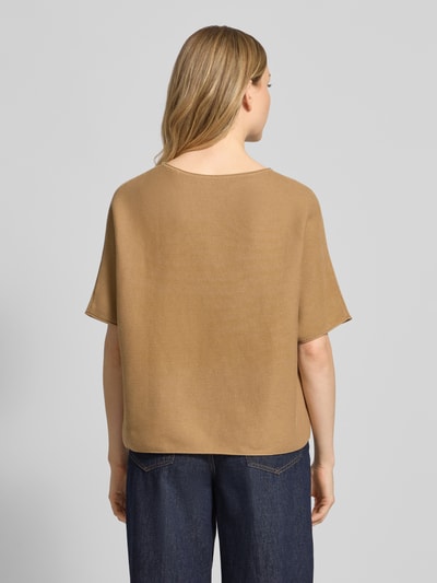 Marc O'Polo Boxy Fit Strickshirt aus reiner Baumwolle Camel 5