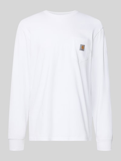 Carhartt Work In Progress Longsleeve mit Brusttasche und Label-Detail Weiss 2