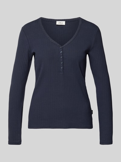 s.Oliver RED LABEL Regular fit shirt met lange mouwen van katoenmix Marineblauw - 2