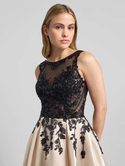 Luxuar Abendkleid mit Perlen- und Paillettenbesatz Gold 3