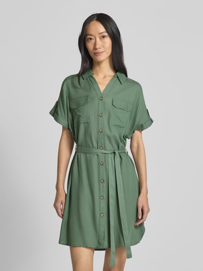 Vero Moda Getailleerde mini-jurk van pure viscose, model 'BUMPY' Lindegroen - 4