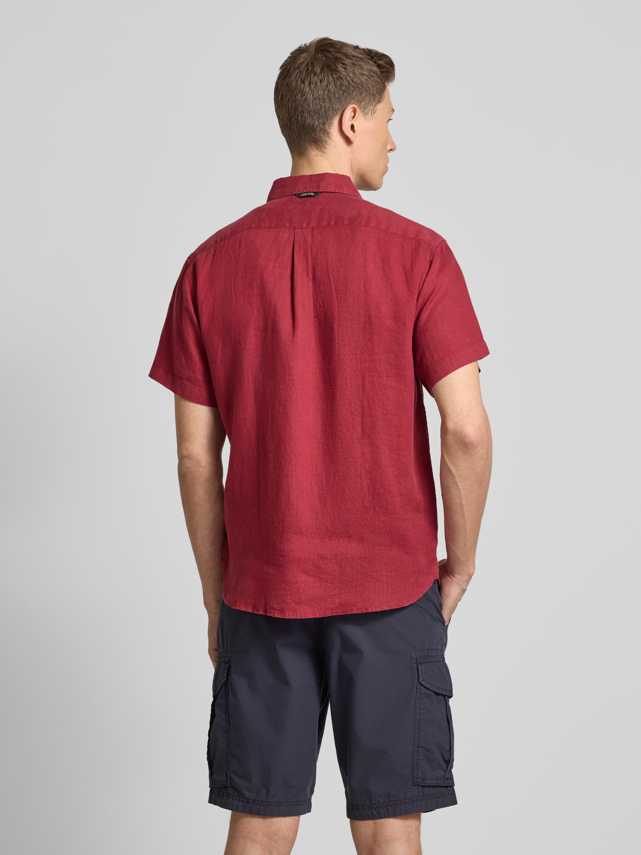Napapijri Regular Fit Freizeithemd aus reinem Leinen Bordeaux 5