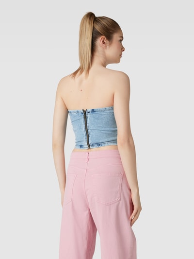 Pieces Cropped Bandeau-Top im Denim-Look Modell 'KIGGY' Hellblau 5