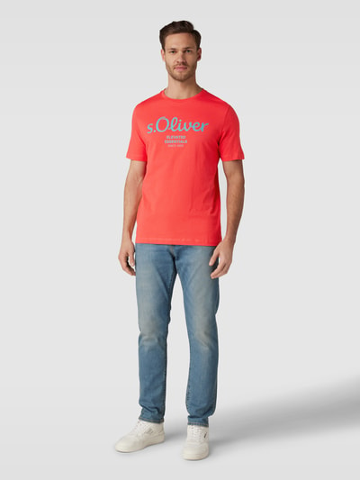 s.Oliver RED LABEL T-shirt z nadrukiem z logo Pomarańczowy 1