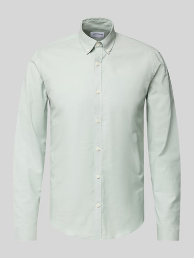 Lindbergh Slim fit vrijetijdsoverhemd met knoopsluiting, model 'Oxford' Lindegroen - 2