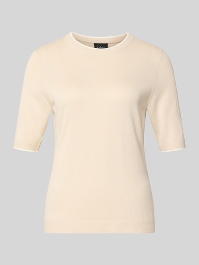 s.Oliver BLACK LABEL męski t-shirt o kroju regular fit z mieszanki bawełny i modalu Beżowy 2