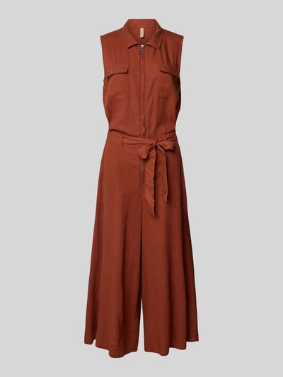 Soyaconcept Jumpsuit van linnenmix met schipperskraag, model 'INA' Roestrood - 2