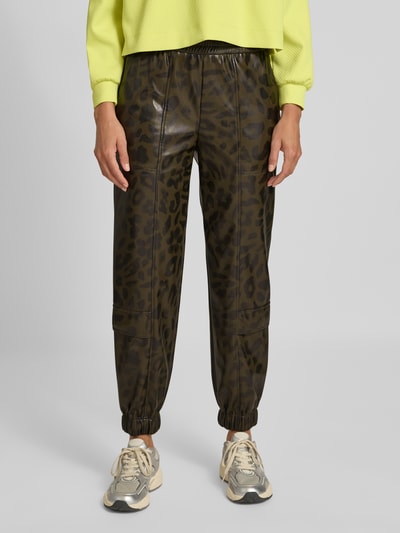 Marc Cain Hose in Leder-Optik mit elastischem Bund Khaki 4