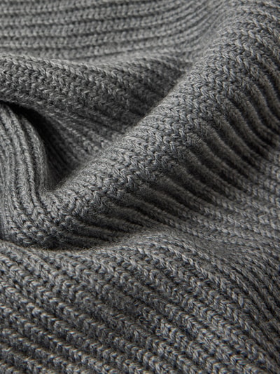 Produktfoto, Schal und Mütze aus Wolle im Set mit Geschenkbox von Polo Ralph Lauren, model 'COLD WEATHER', szary melanż, wyraźna faktura, kontekst: Herren Set aus Schal und Mütze, Reine Wolle, Label-Stitchings, Szerokość w rozmiarze 1: 27 cm, Długość w rozmiarze 1: 193 cm