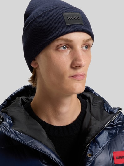 HUGO Czapka beanie z czystej bawełny model ‘XEVON_B’ Granatowy 3