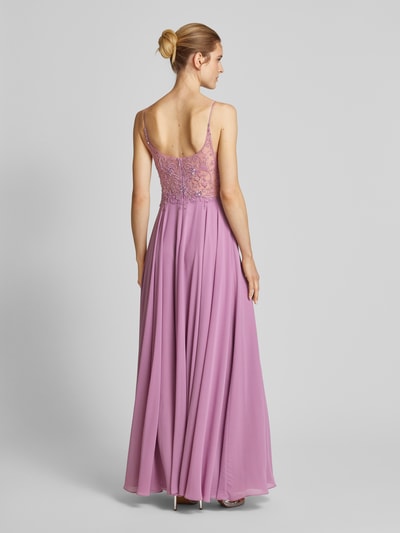 Luxuar Abendkleid mit Zierstein- und Paillettenbesatz Flieder 5