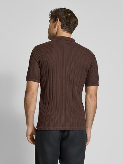 SELECTED HOMME Slim fit poloshirt met structuurmotief, model 'JADEN' Donkerbruin - 5