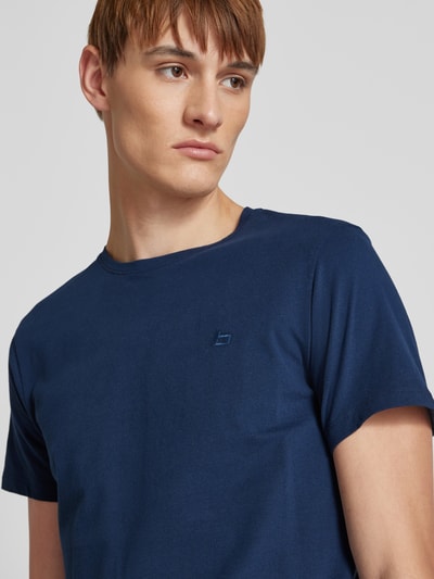 Blend T-shirt met geribde ronde hals, model 'Dinton' Marineblauw - 3