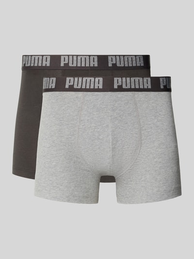 Produktfoto, zwei eng anliegende Pant & Trunk aus Baumwoll-Mix im 2er-Pack von PUMA in Grau und Schwarz mit kontrastierendem Bund, Herren Pant & Trunk von PUMA