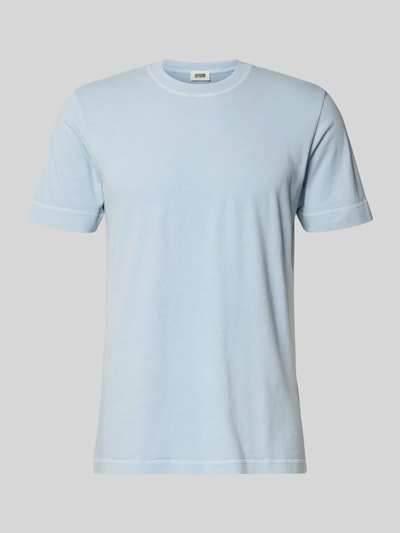 Produktfoto, T-Shirt mit Rundhalsausschnitt von Drykorn, jasnoniebieski, czysta bawełna, krój regular fit, długość tyłu w rozmiarze M: 69 cm