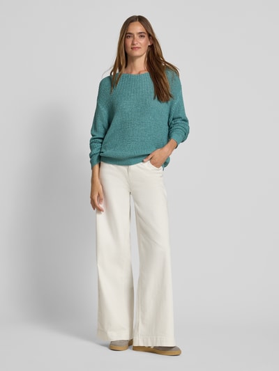 Christian Berg Woman Gebreide pullover met extra brede schouders Aquablauw - 1