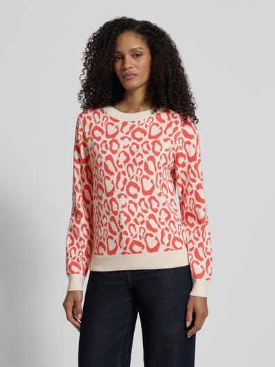 VILA Slim Fit Pullover aus Viskose-Mix Modell 'JACQUARD' Rot 4