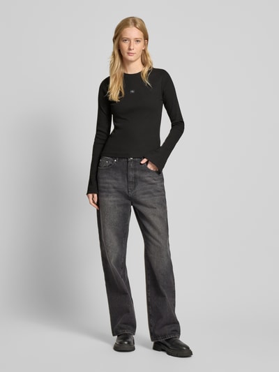 Calvin Klein Jeans Longsleeve mit geripptem Rundhalsausschnitt Black 1