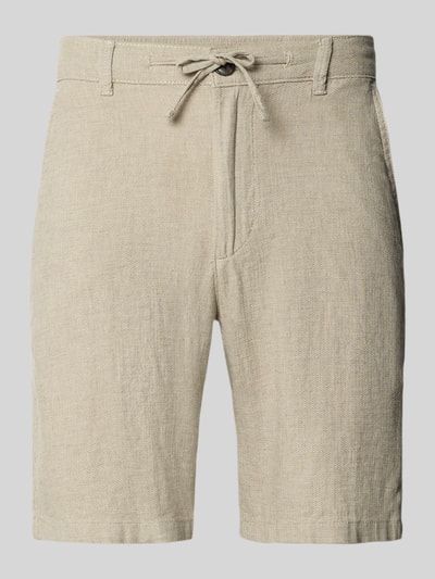 Selected Homme Regular Fit Chinoshorts aus Baumwoll-Leinen-Mix Modell 'BRODY' Oliv 2