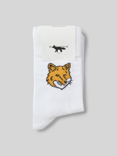 MAISON KITSUNE Socken mit Motiv-Print Weiss 3