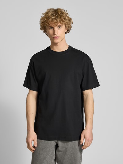 WEEKDAY T-shirt o kroju oversized z okrągłym, prążkowanym dekoltem Czarny 4