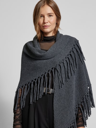 Weekend Max Mara Poncho aus Schurwolle mit Fransen Modell 'TORNADO' Dunkelgrau 3