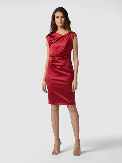 Swing Cocktailkleid aus Satin mit Drapierung Rot 4