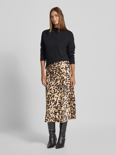 YAS Körpernaher Midirock mit Allover-Print Modell 'YASPELLA' Hellbraun 1