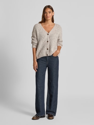 ZABAIONE Strickjacke mit V-Ausschnitt Modell 'So44fia' Hellgrau 1