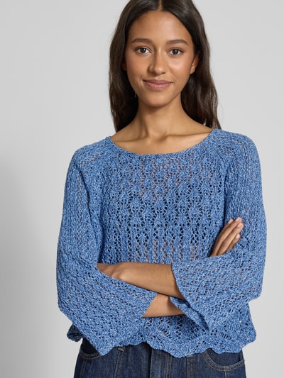 Only Regular Fit Strickpullover aus Baumwoll-Mix Modell 'NOLA' Bleu Melange 3