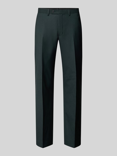 Christian Berg Men Fijn gestructureerde pantalon met persplooien Donkergroen - 1