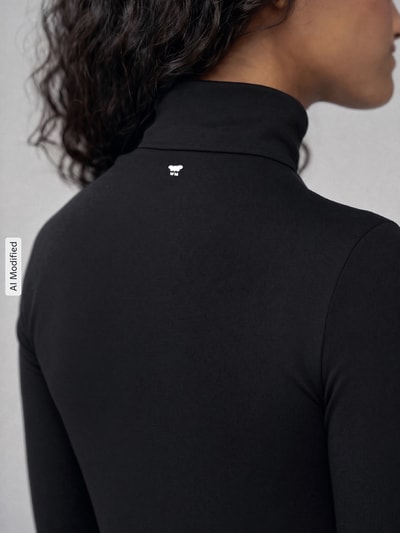 Weekend Max Mara Slim Fit Langarmshirt aus Viskose-Mix Modell 'MULTIF' Black 3