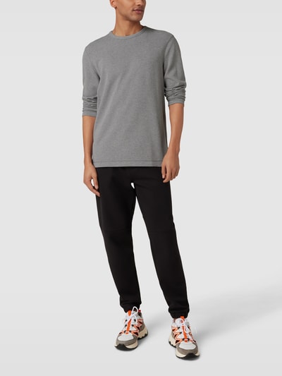 BOSS Orange Longsleeve mit geripptem Rundhalsausschnitt Modell 'Tempesto' Mittelgrau 1