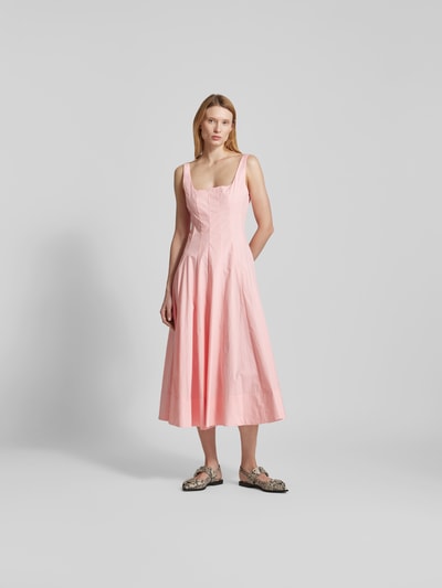 Staud Midikleid mit Square-Neck-Ausschnitt Rosa 4