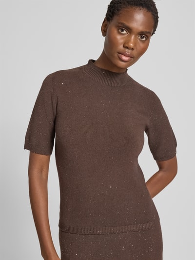 Liu Jo White Gebreid shirt met opstaande kraag Chocoladebruin - 3