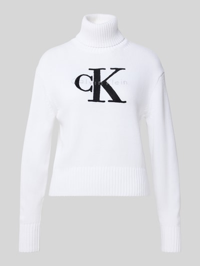 Calvin Klein Jeans Gebreide coltrui, model 'CHENILLE' Wit - 2