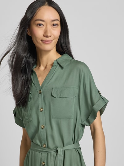Vero Moda Getailleerde mini-jurk van pure viscose, model 'BUMPY' Lindegroen - 3